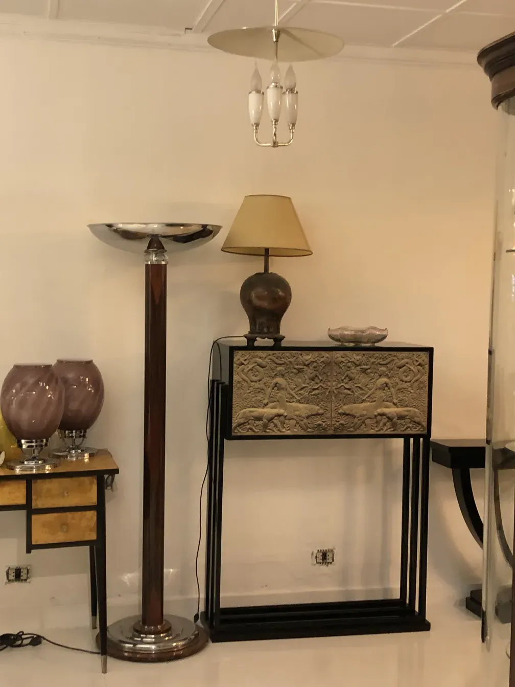 Antique hanging lamp in an elegant setting