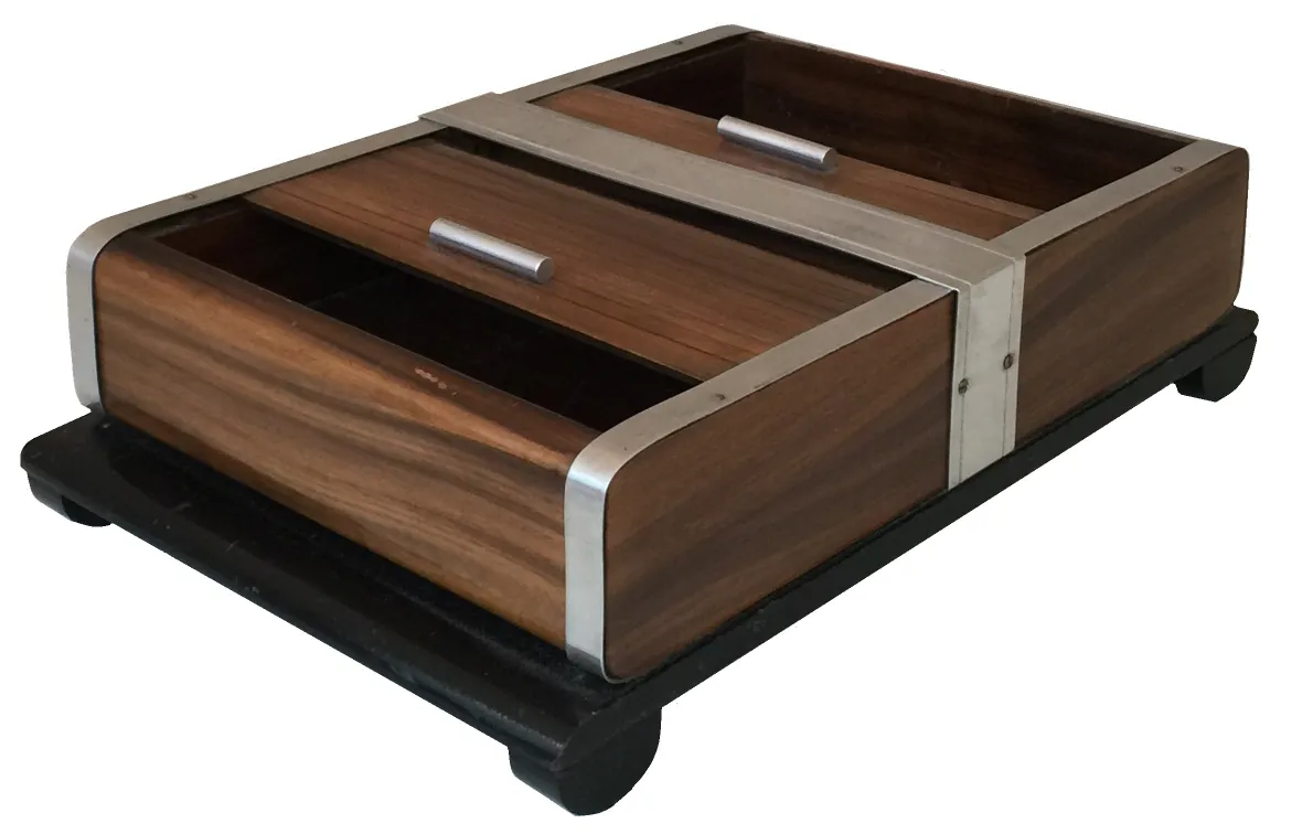 Antique box with two compartments and an elegant design.