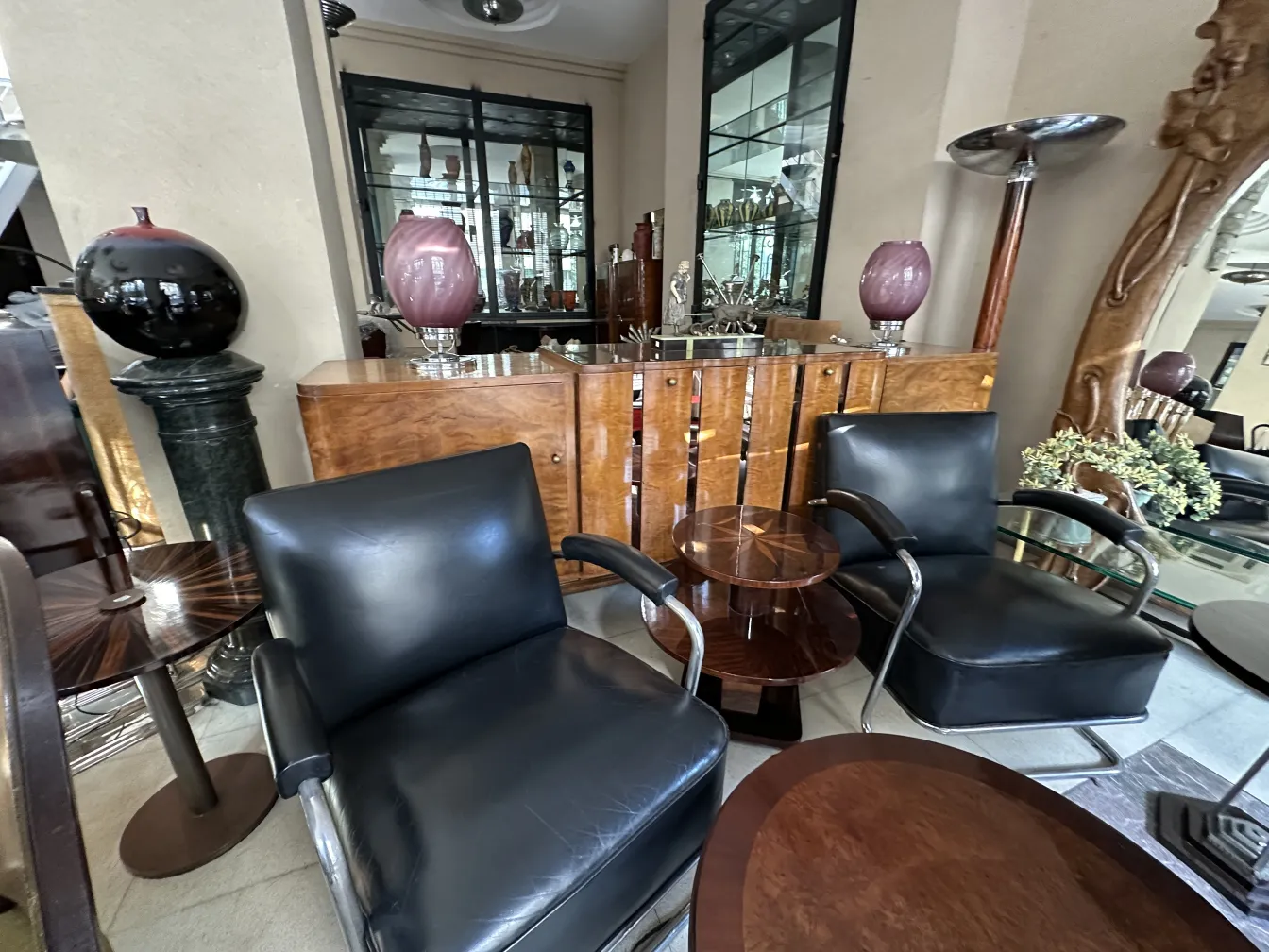 antique sideboard with glass display in elegant setting