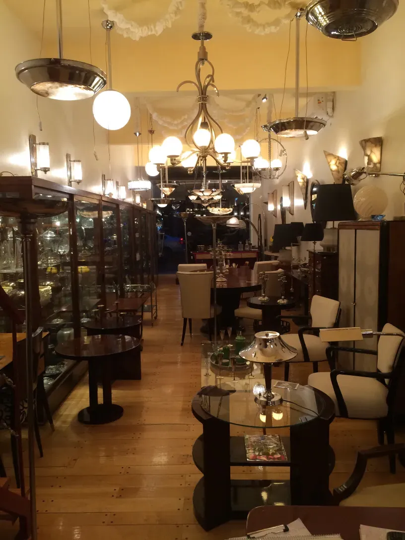 Two antique hanging lamps in an elegant setting