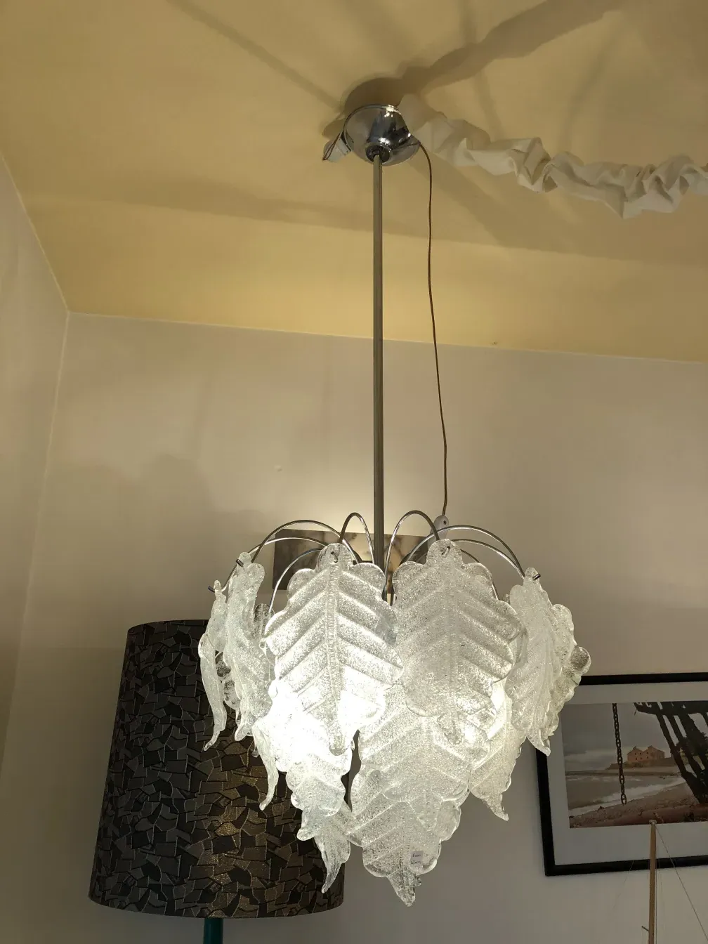 Antique hanging lamps featuring leaf design, barovier & toso