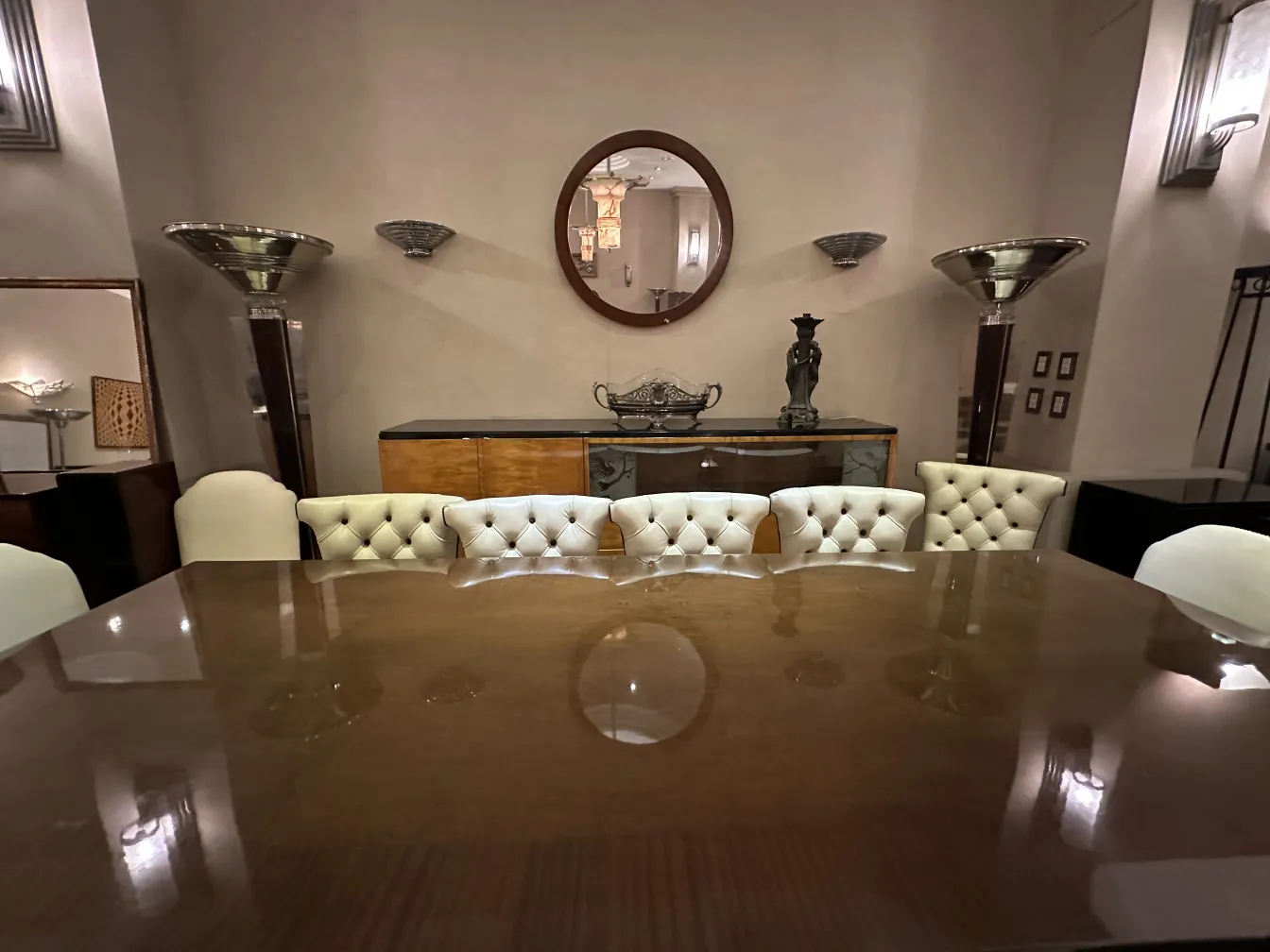 antique wall mirror with round frame, elegant decor, stylish ambiance