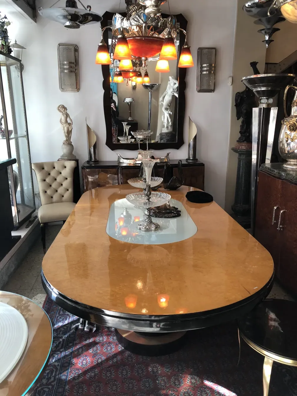 antique mirror with elegant frame, surrounding decor