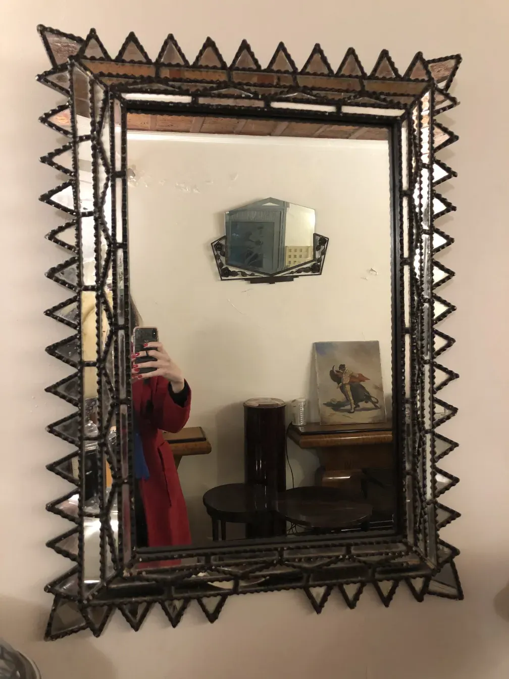 antique decorative mirror with a beveled frame in a soft ambiance