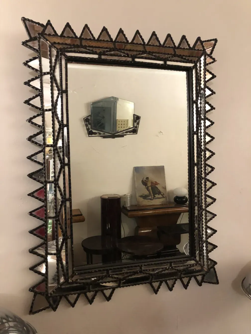 antique mirror with pike details and bevels