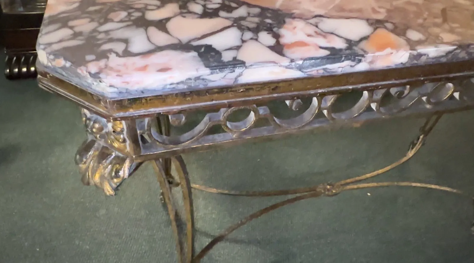 antique decorative console table with colorful surface