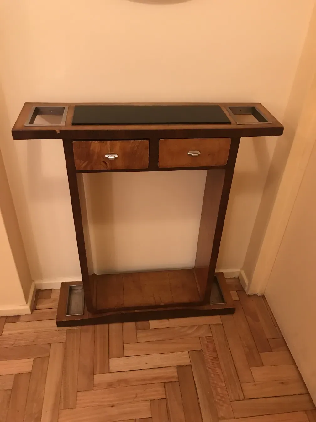 antique consol featuring two drawers and legs