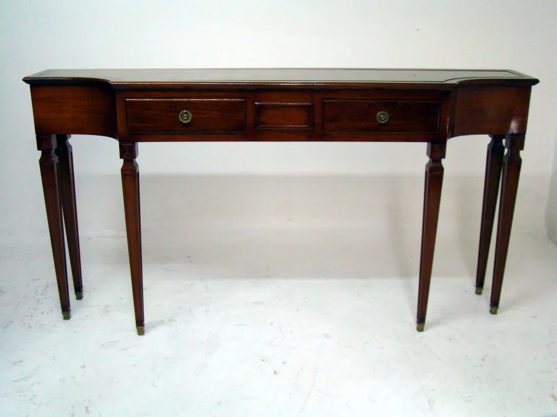 antique comte console with two drawers in neutral background