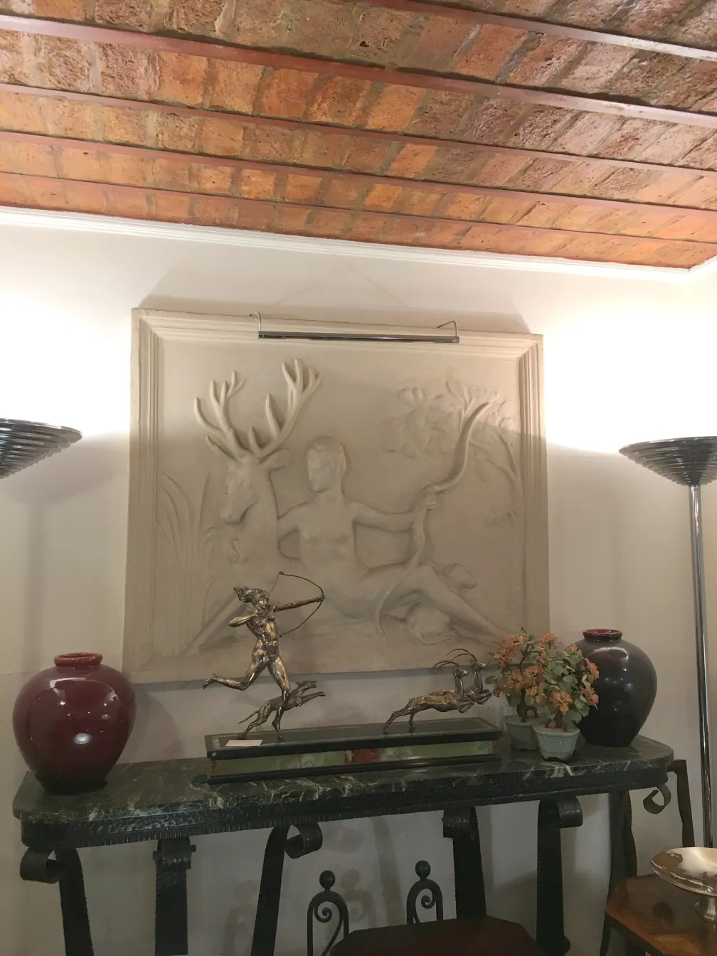 antique console decorated with elegant relief and art