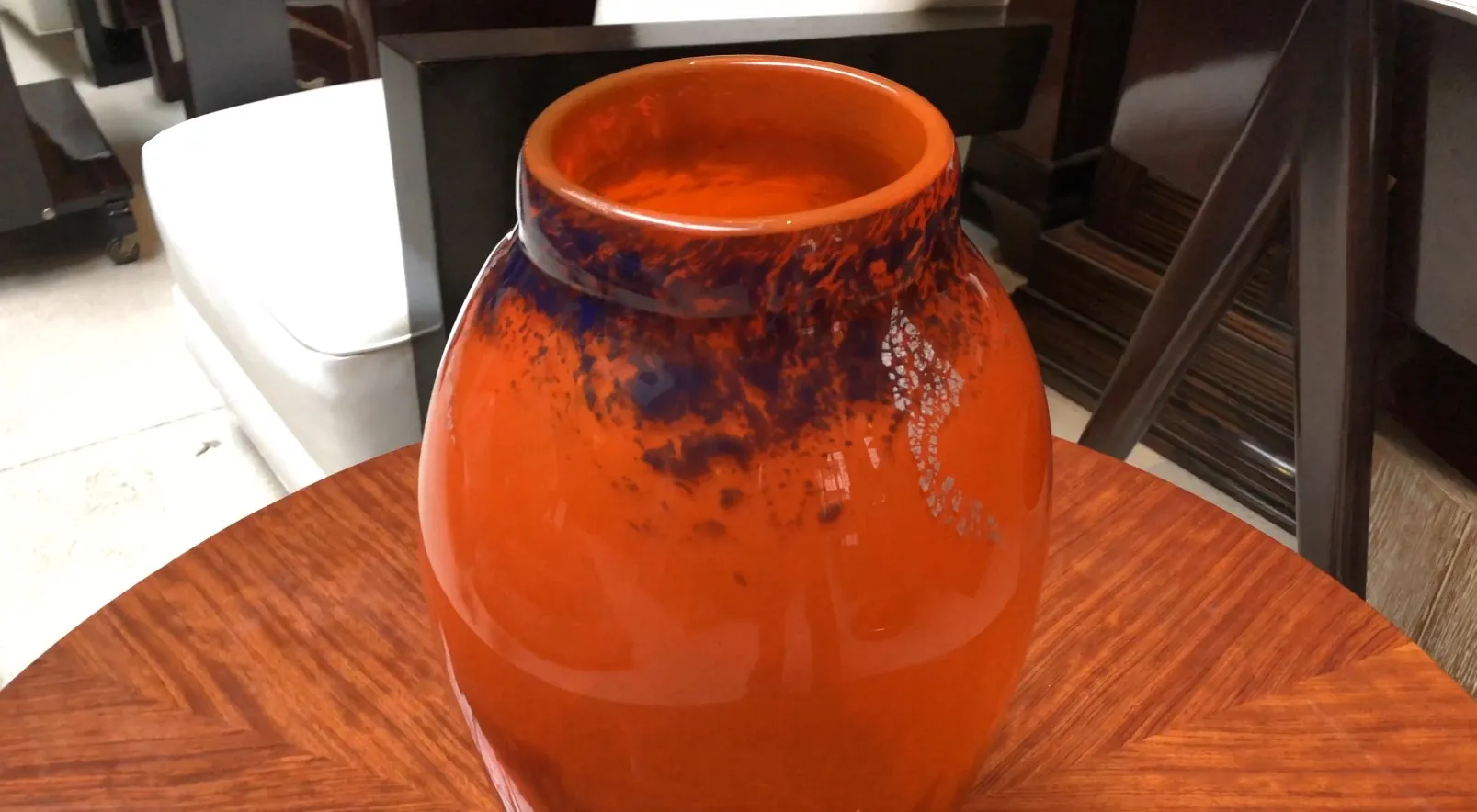 vaso antigo com vidro assinado por Muller Fres