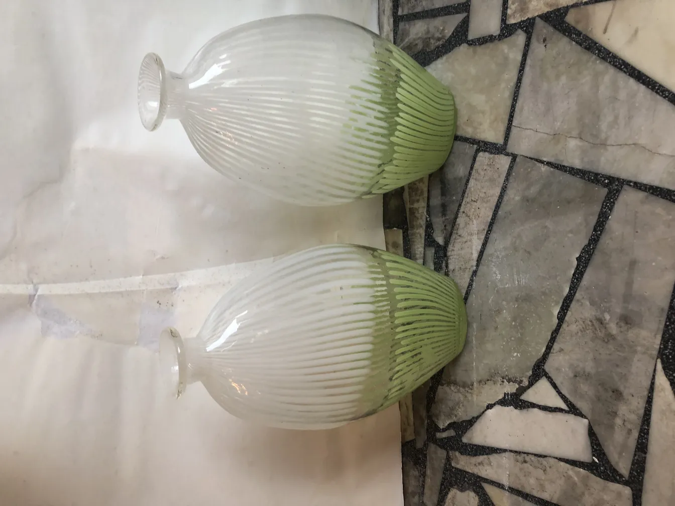 antique murano vase with clear and green design