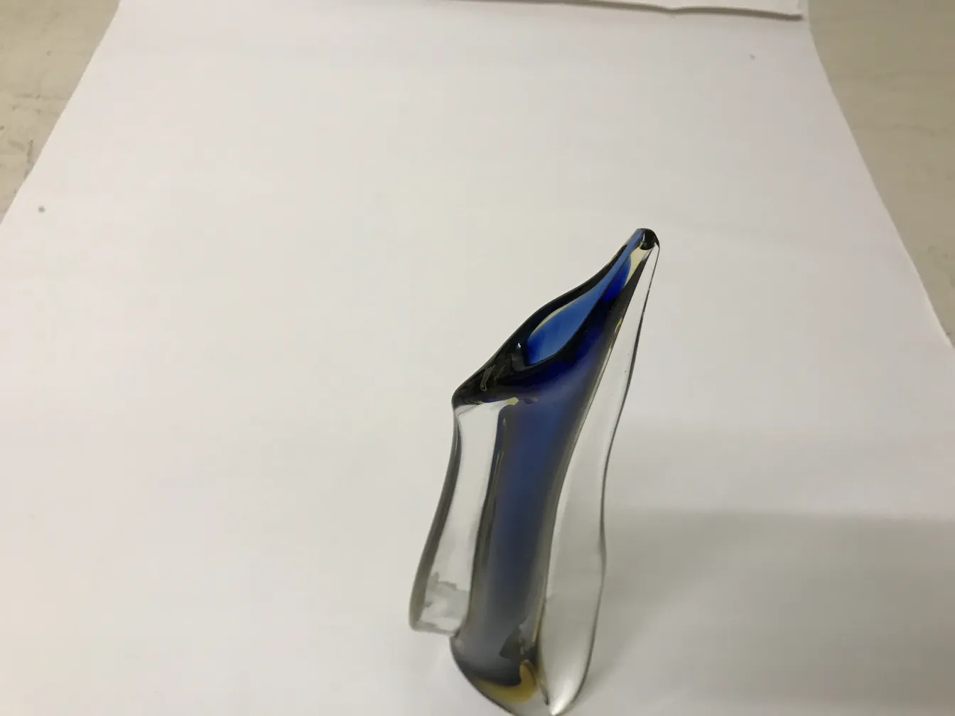 Antique Murano vase with curvy shape and blue color