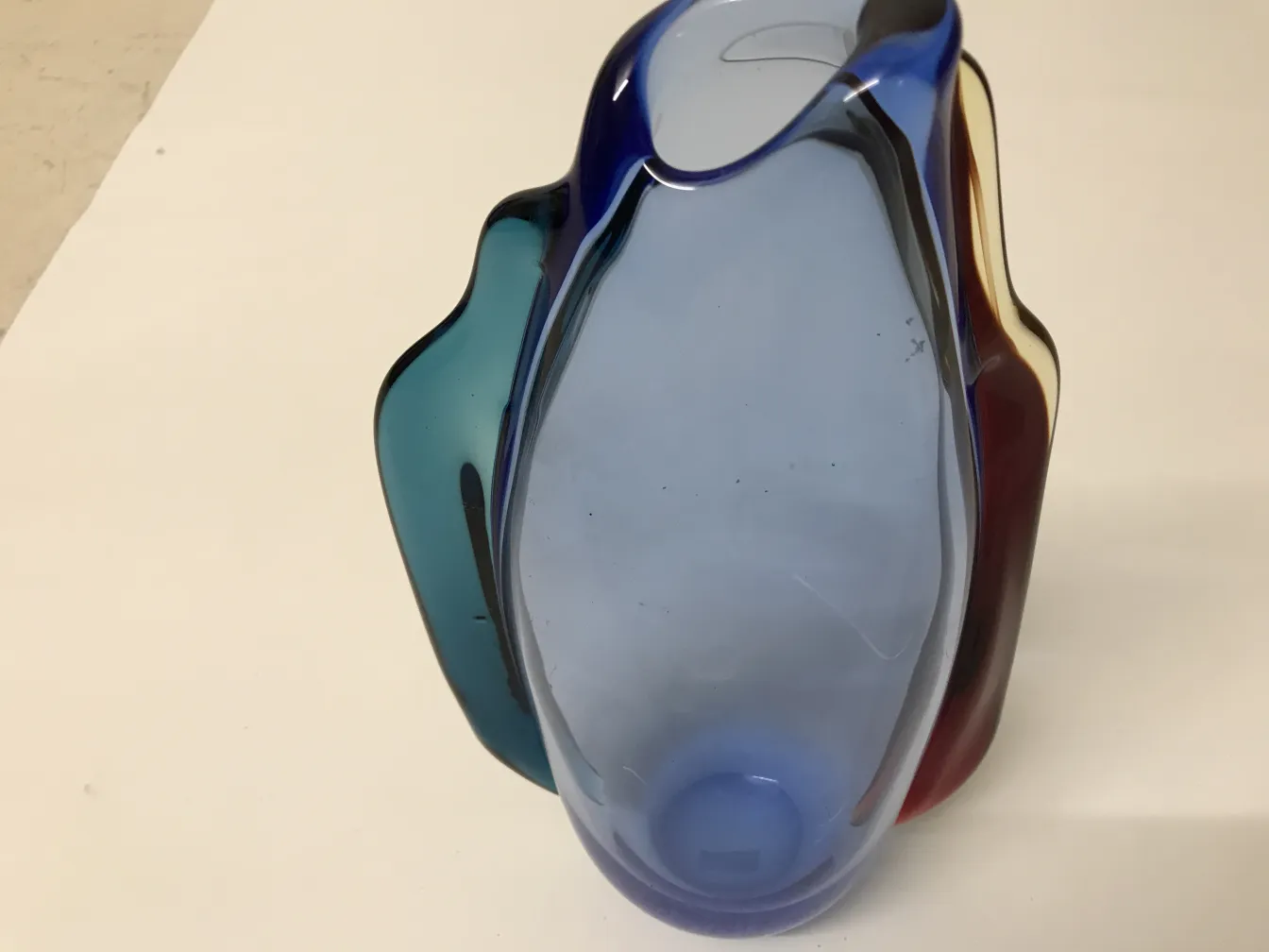 antique murano vase with colorful shapes