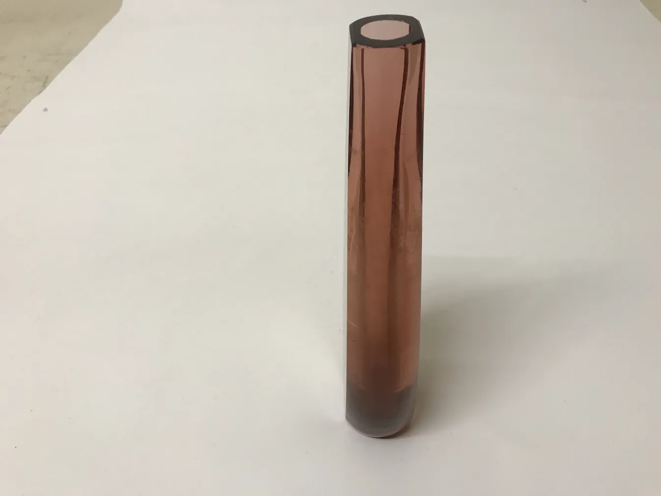 tall and elegant antique murano vase in copper color, white background