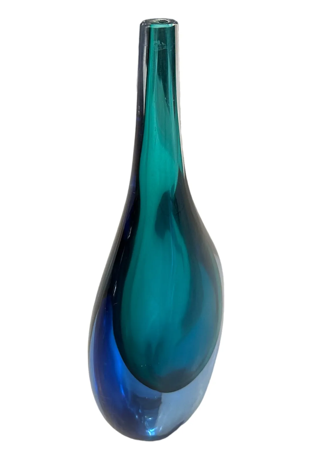 antique murano vase featuring elegant shape with dark and light blue shades