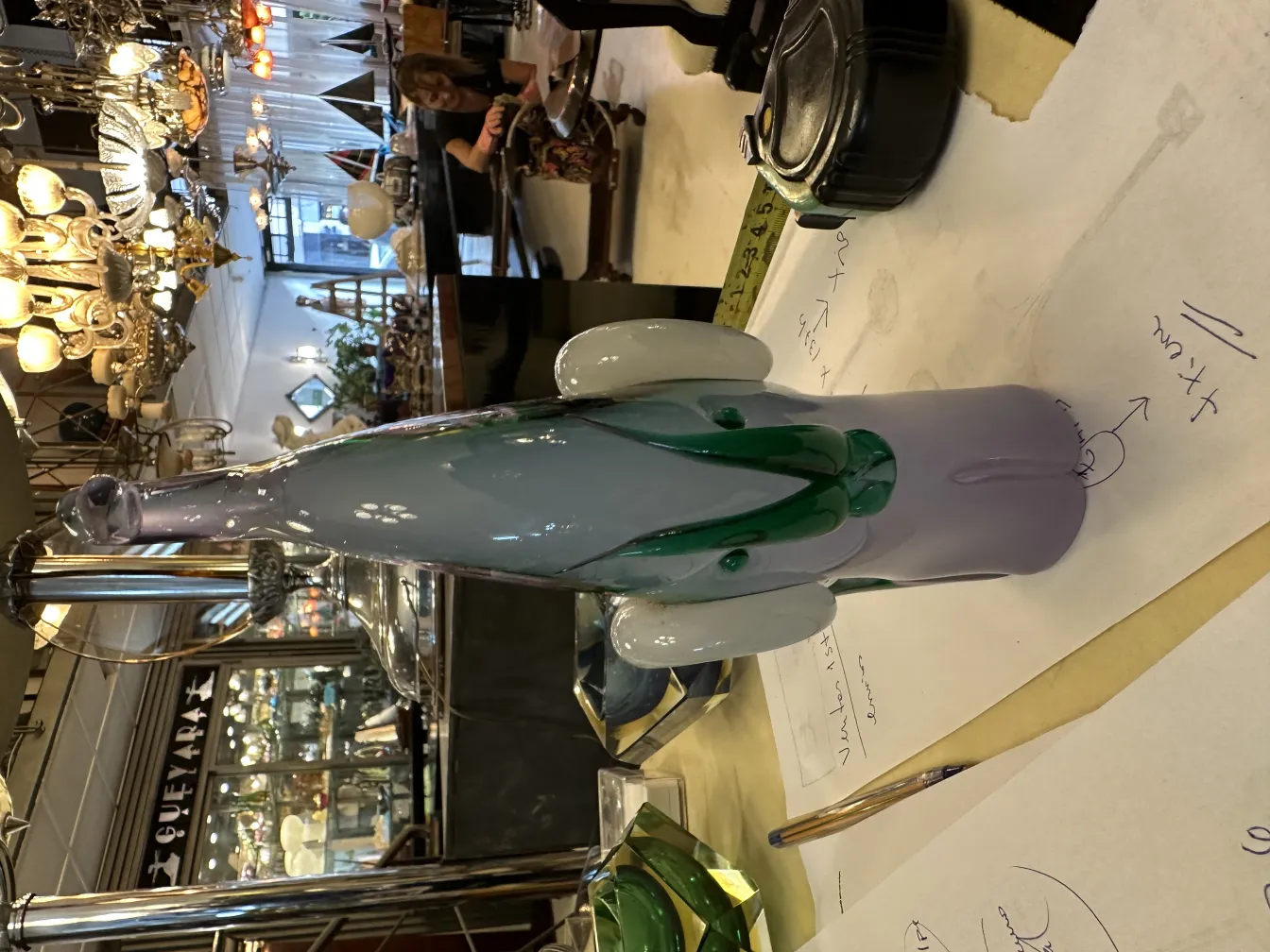 antique murano sculpture with unique color details