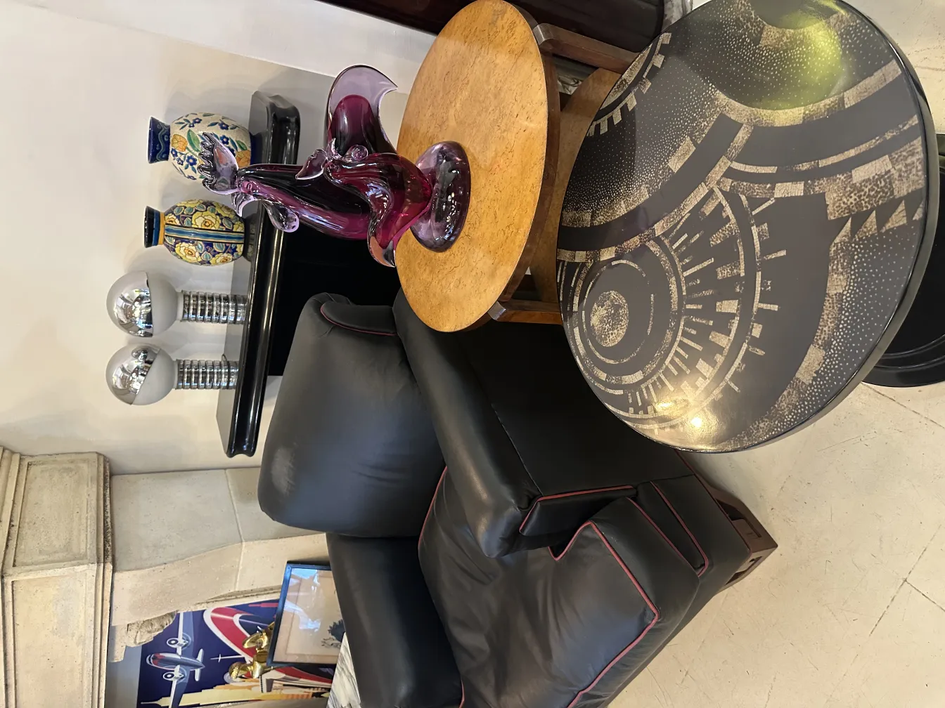 stunning murano sculpture in purple tones and decorative