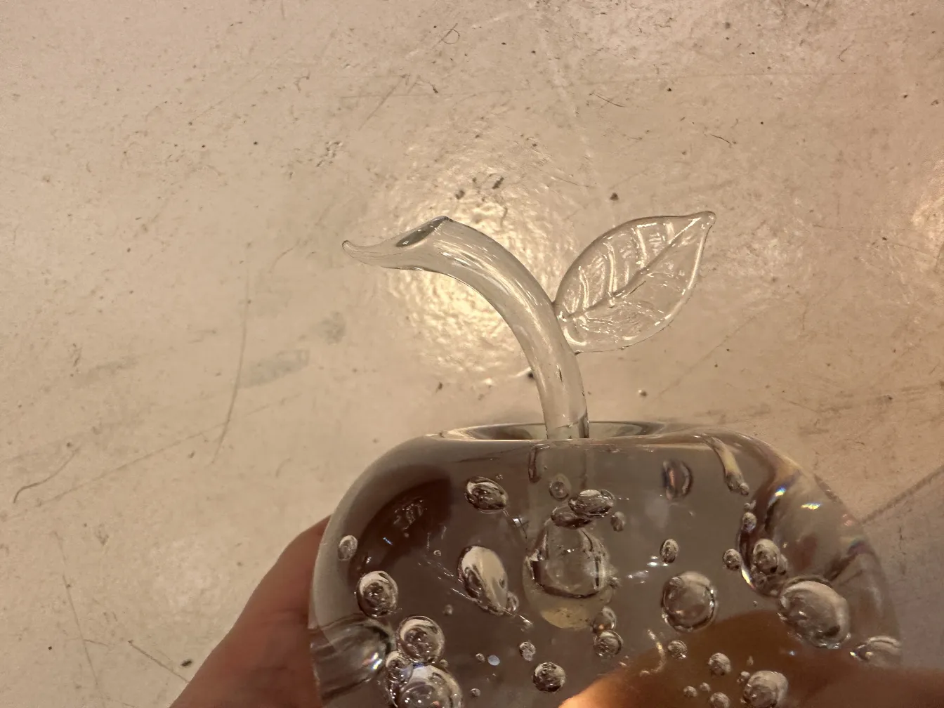 Antique Murano sculpture shaped like an apple with a leaf