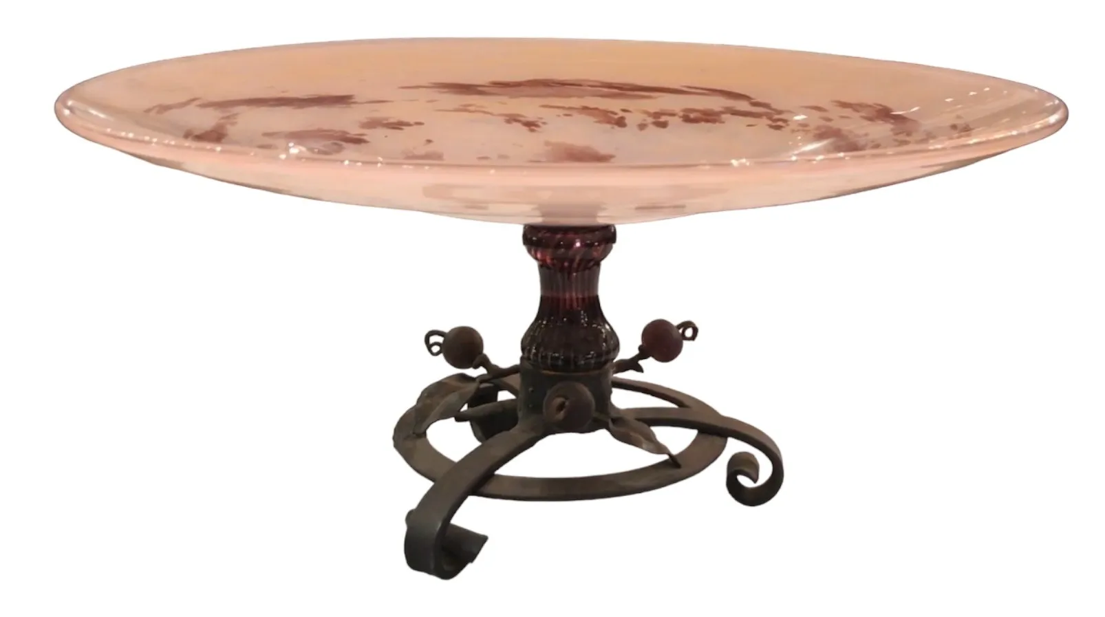 서명된 유리잔 슈나이더 금속 장식 베이스 위, 고대