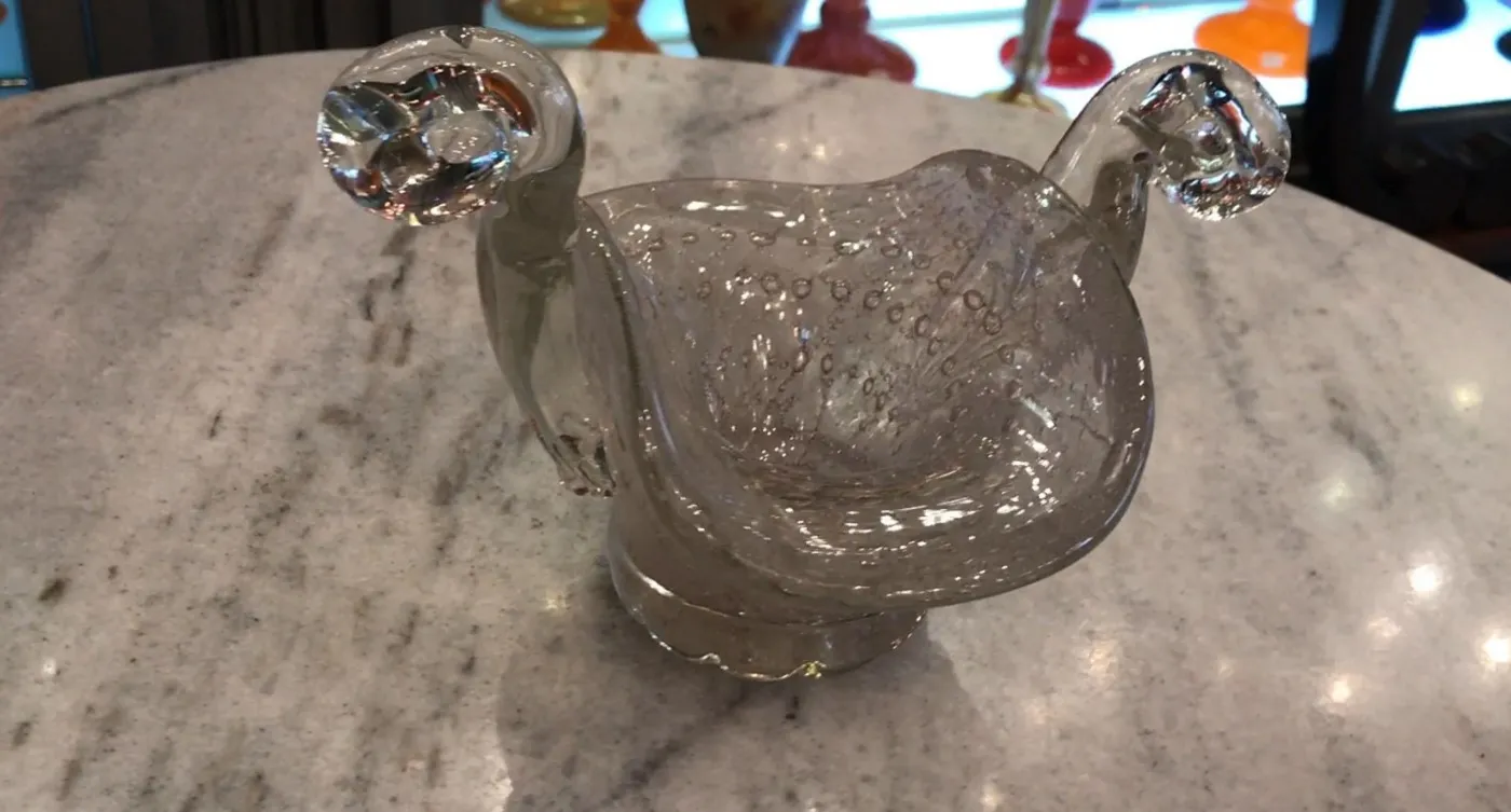 murano glass piece with organic shapes and bubbles