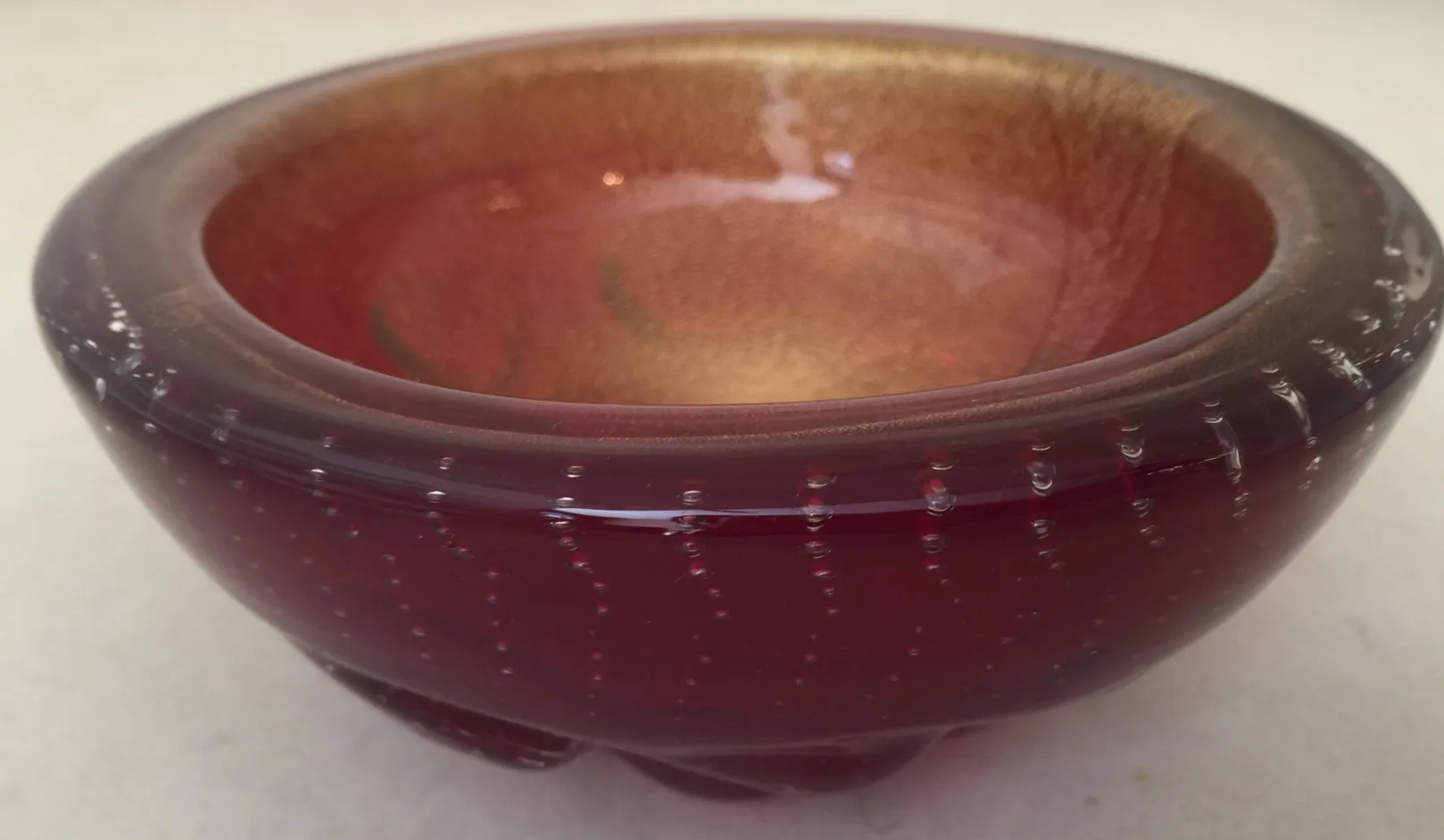 antique decorative murano glass bowl with colorful sheen