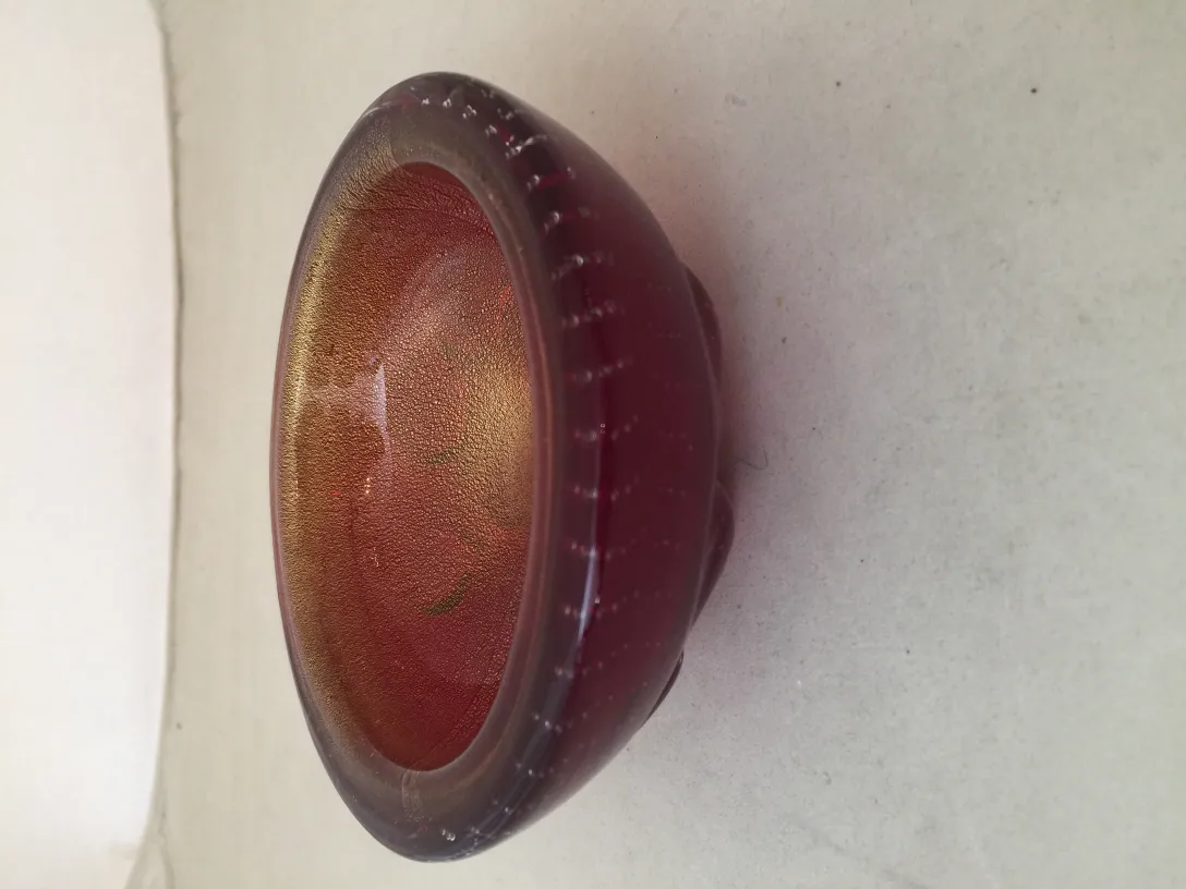 antique red murano glass bowl with shimmer