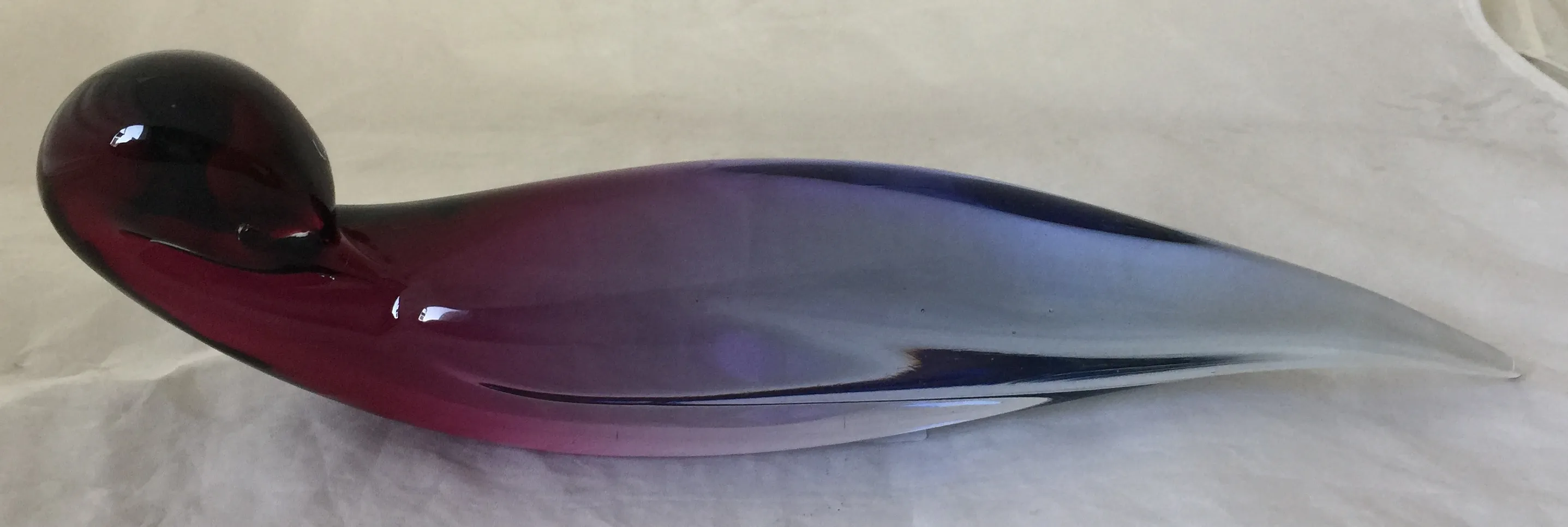 murano glass sculpture in purple and clear shades