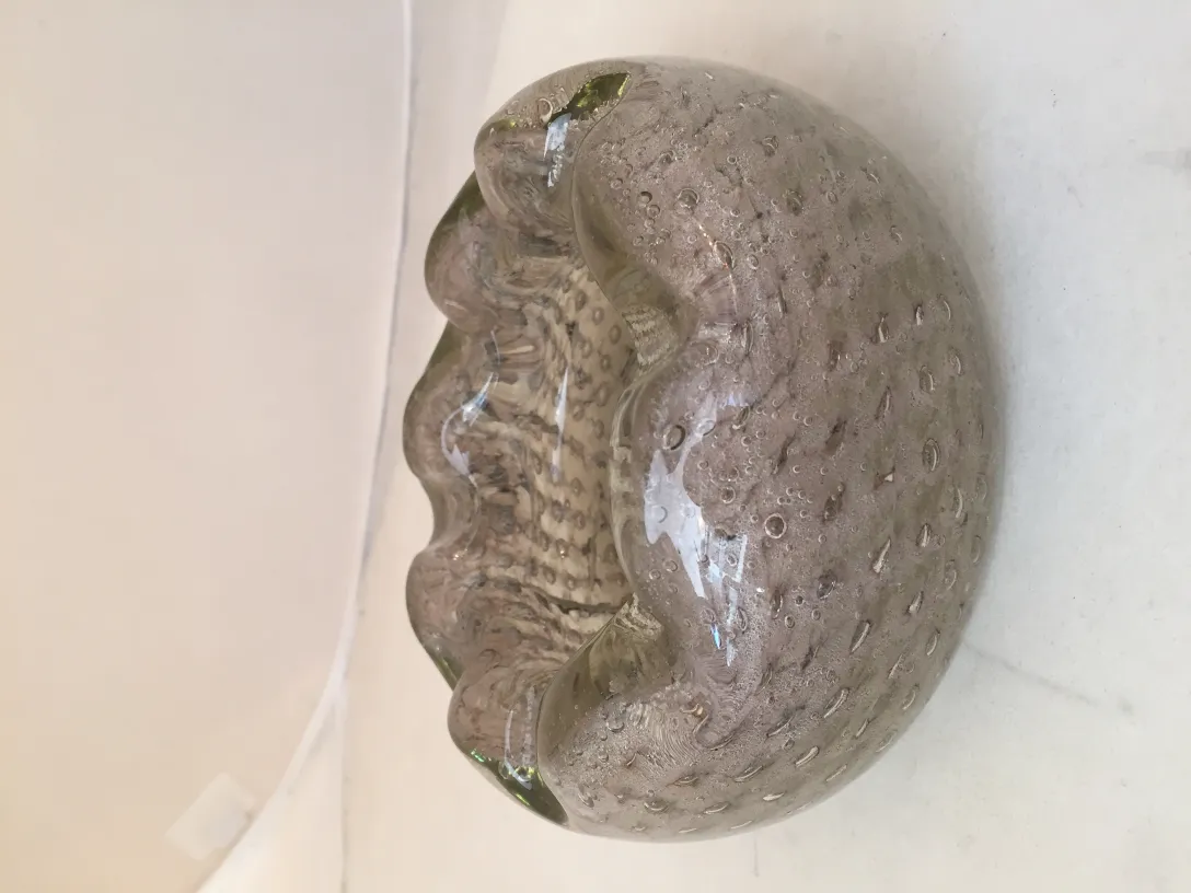 antique murano glass bowl with bubbly details