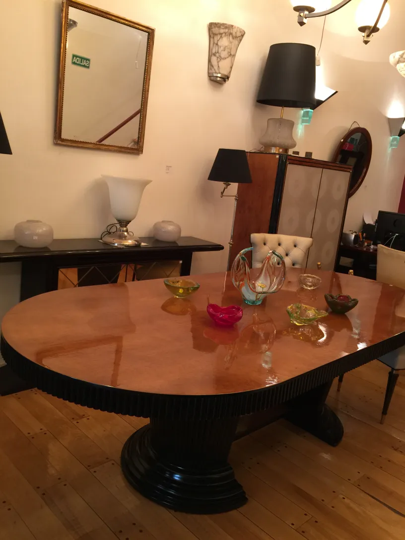 Antique Murano glass with colorful shapes on table