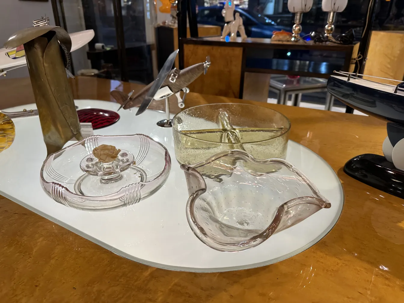 Murano glass with elegant shapes and fine details in a classic setting.