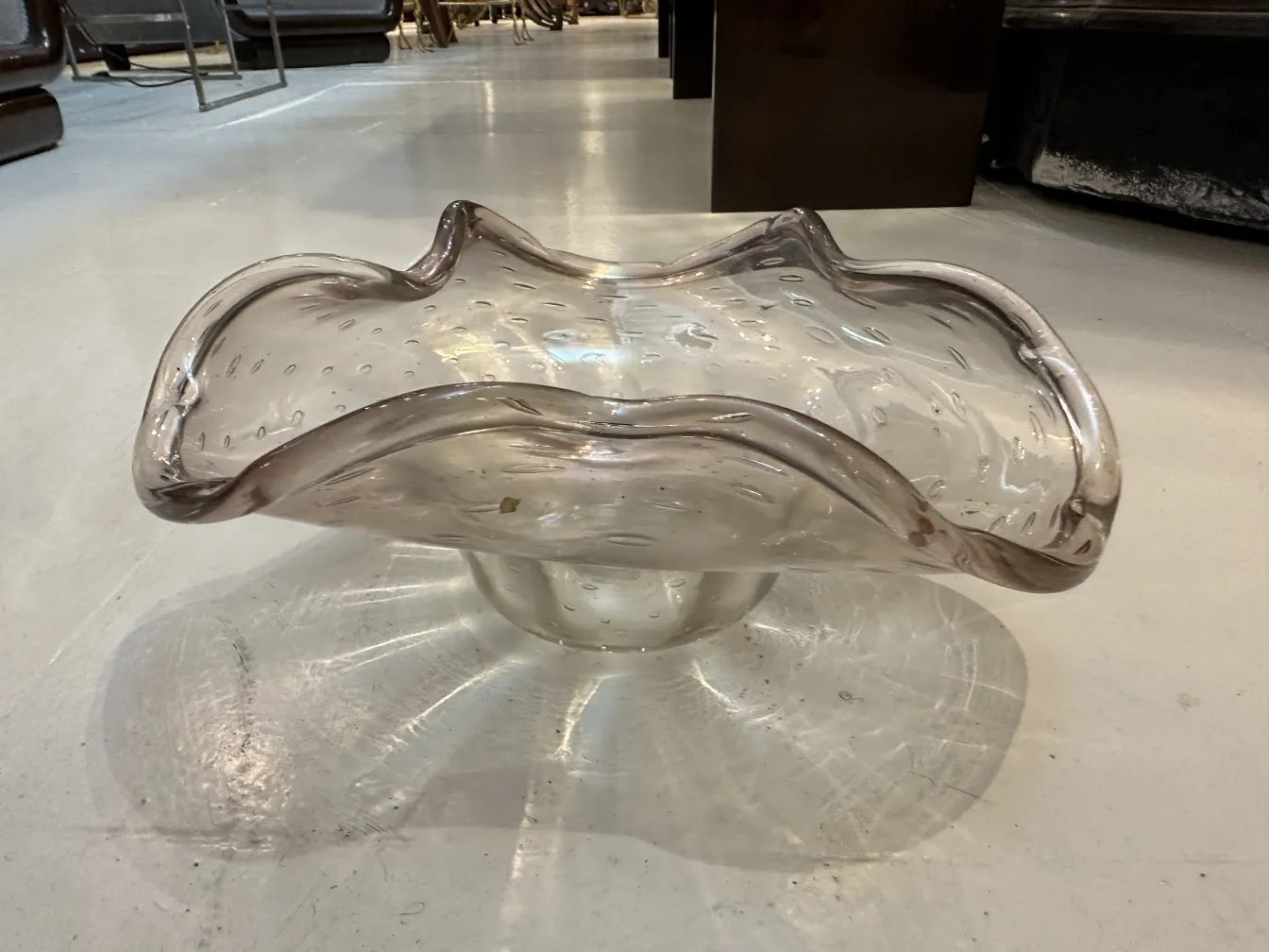 decorative antique murano glass with wavy shape