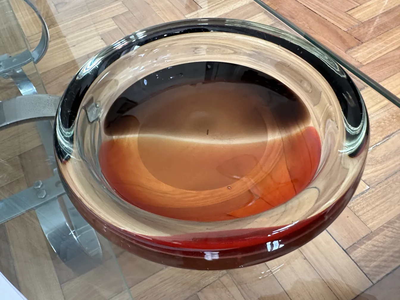 beautiful murano glass piece in brown and black tones