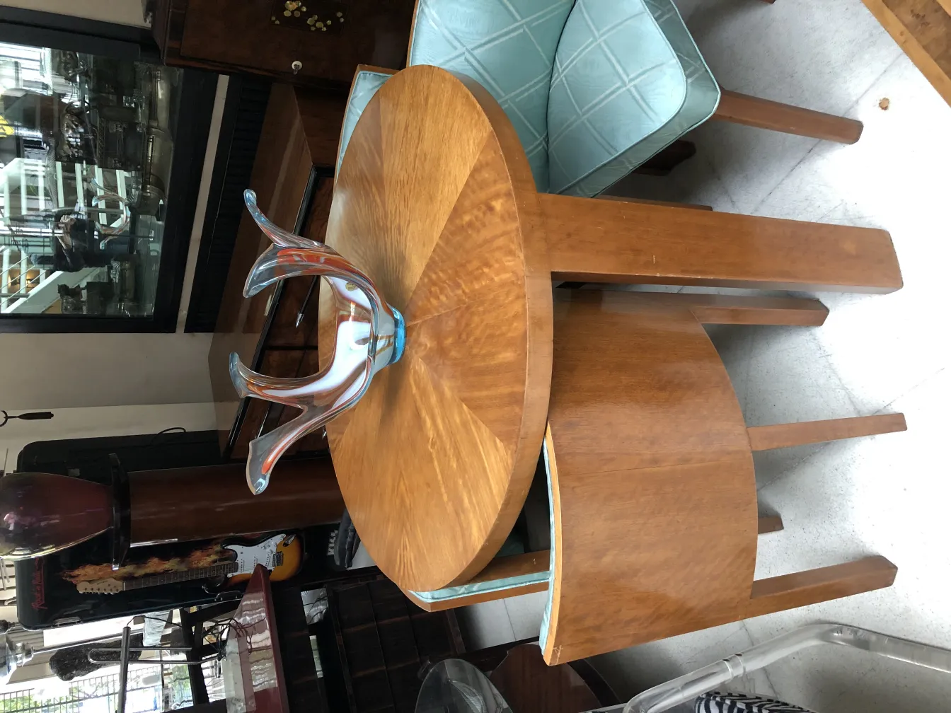 Antique Murano glass with wavy shapes and colors