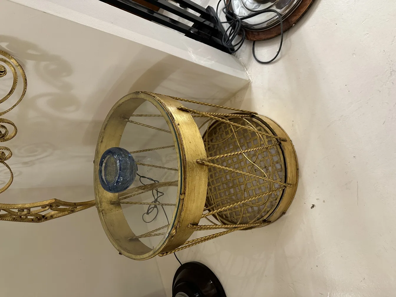 beautiful murano glass with a golden basket-shaped base