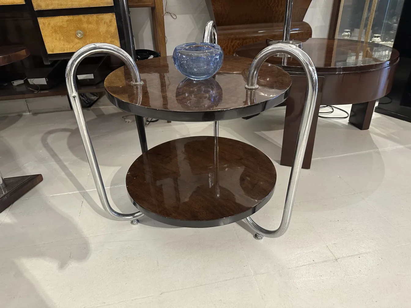 blue decorative antique murano glass on table