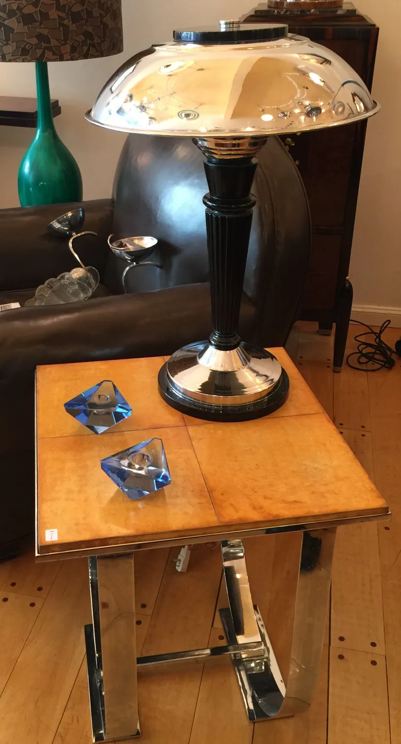 antique decorative murano glass piece in blue on table