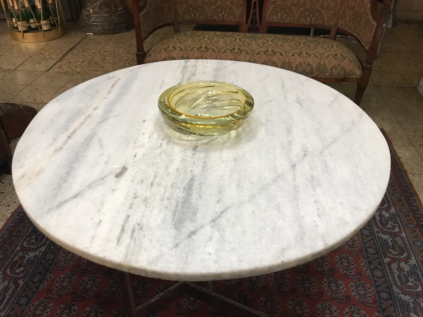 murano glass bowl on marble table