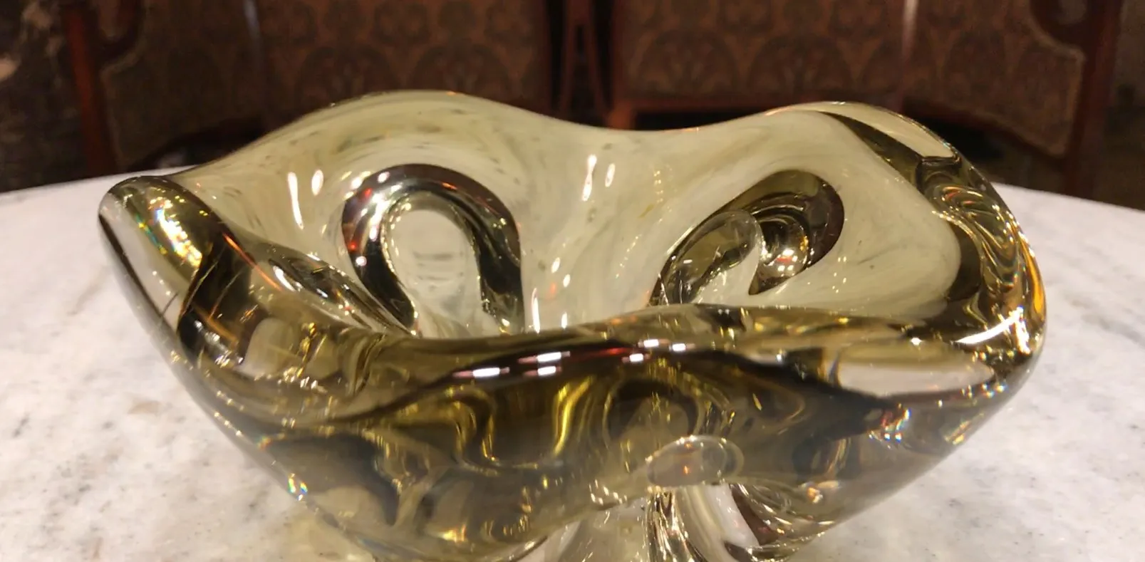 beautiful murano glass in golden and clear tones