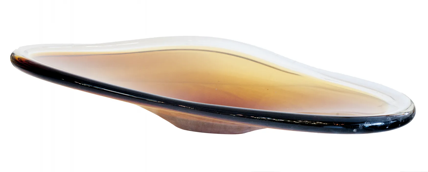 decorative murano glass dish in amber and black tones