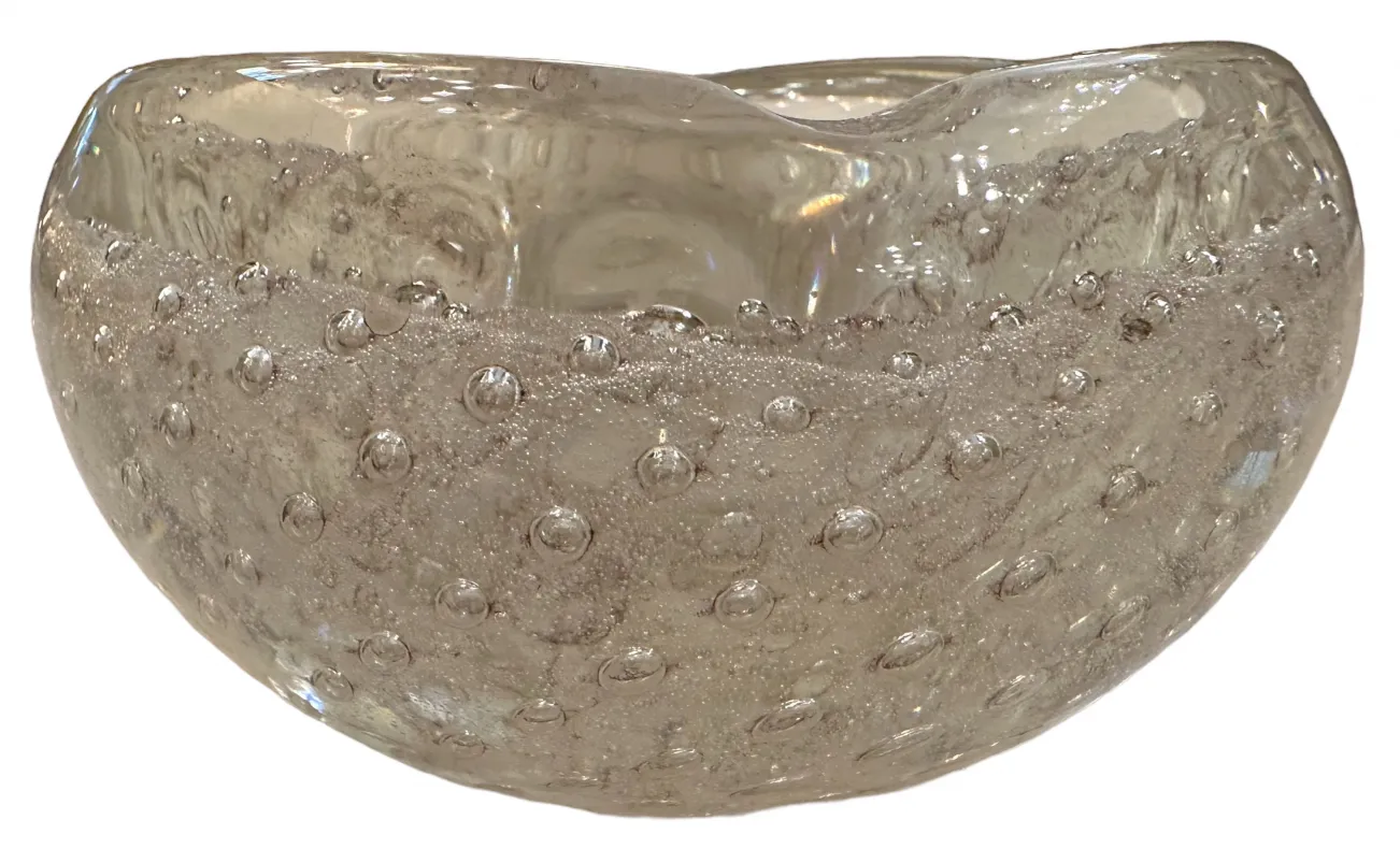beautiful antique murano glass with bubbles, rounded shape