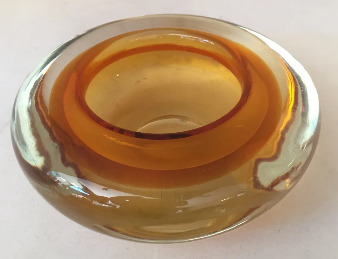 Antique Murano glass with golden and brown tones