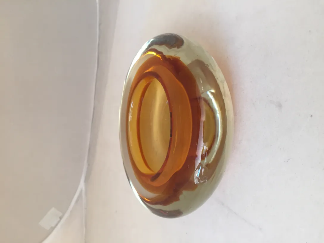 Antique Murano glass in amber color, oval shape