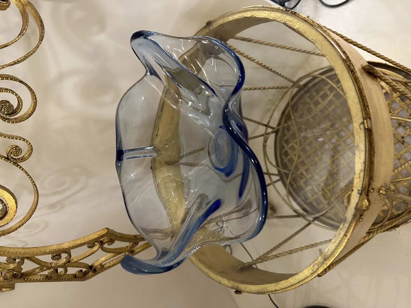 Antique Murano glass vase with blue accents