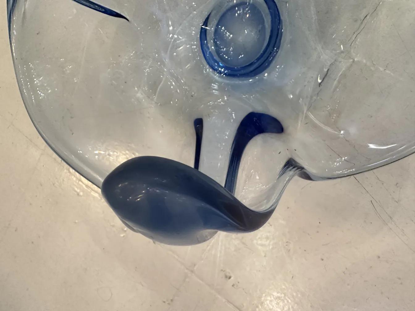 antique murano glass piece featuring blue tones