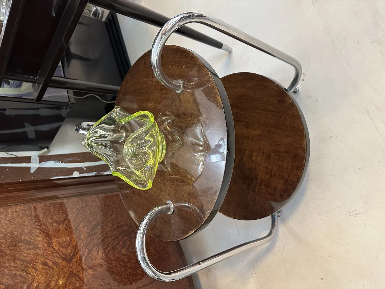 antique murano glass vase with green edge