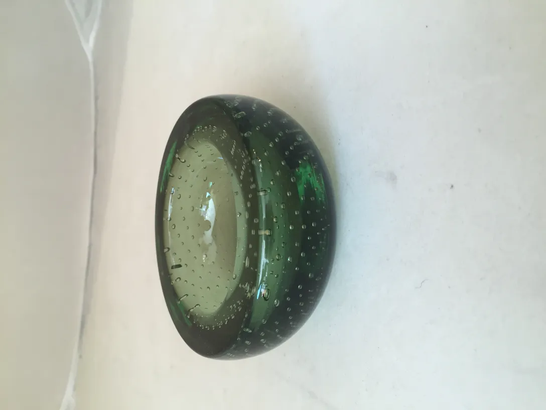 antique murano glass in green with decorative bubbles