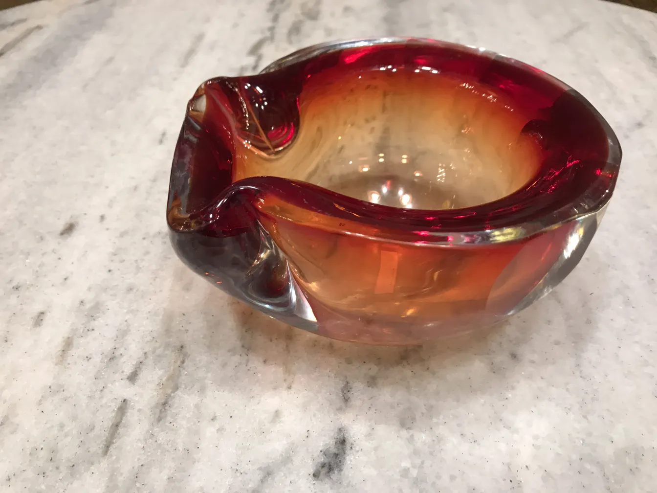 beautiful murano glass with warm colors and wavy shapes