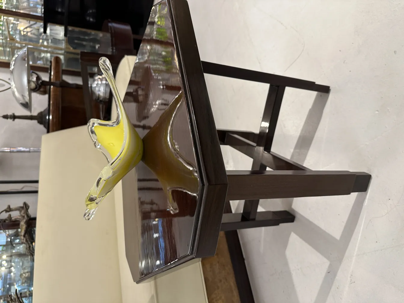 antique murano glass in yellow on table