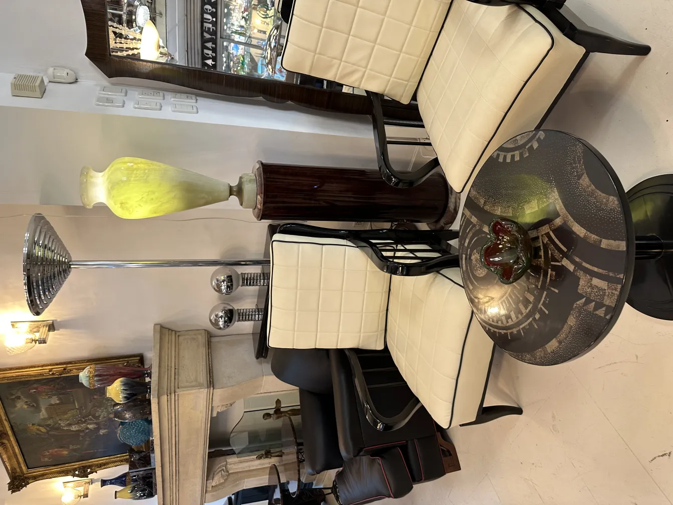 decorative murano glass vase on a table, elegant setting