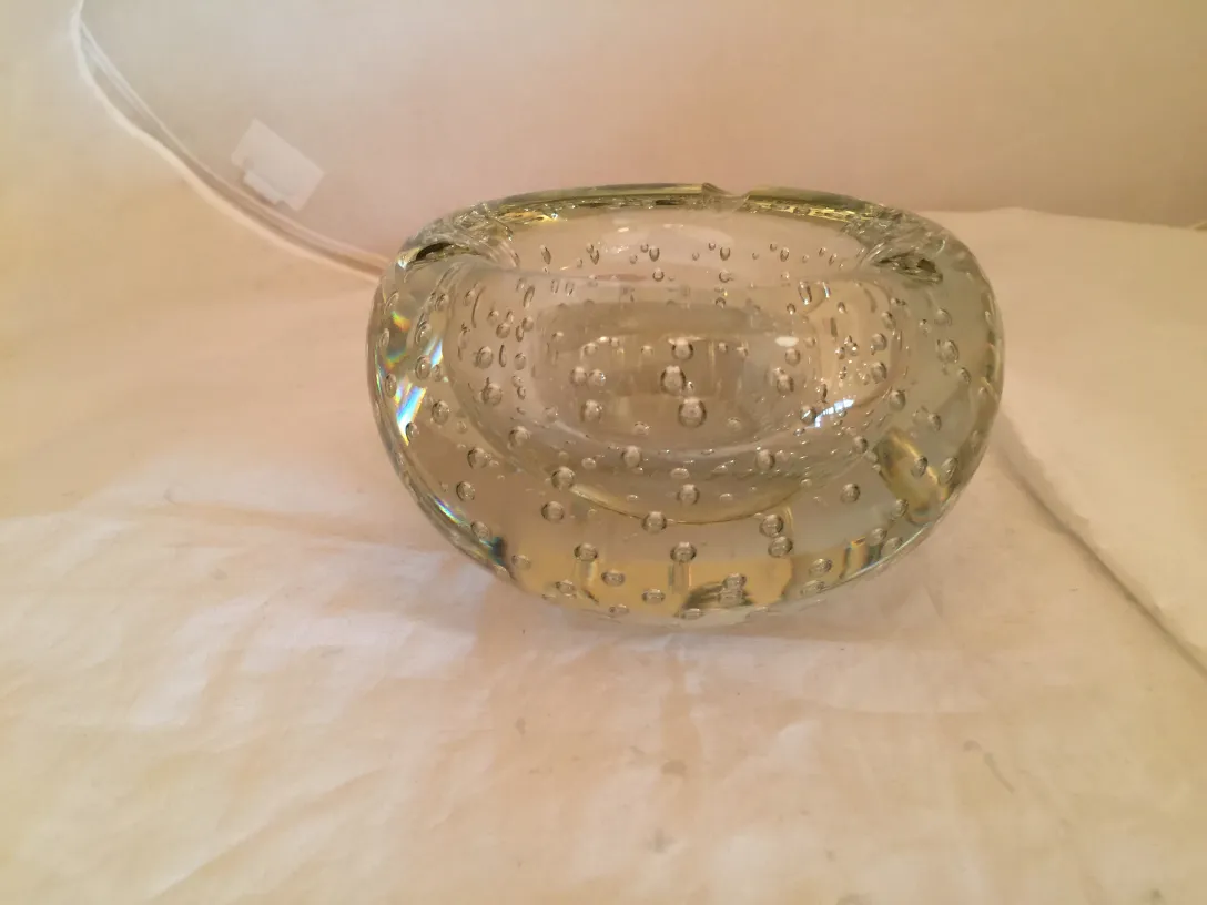 murano glass bowl with bubbles in neutral setting